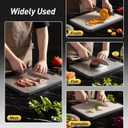 2 in 1 Pure Titanium Cutting Boards for Kitchen Chopping Board with Handle Large Big Small Kitchen Meat Butcher Block Not Stainless Steel Wood Bamboo Glass Rubber Plastic Silicone Acrylic Teak Sink (Grey/Beige)