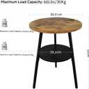 Small Round Side Table, End Tables Living Room, Rustic Brown, 16D x 16W x 22H in