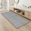 Grey Bathroom Rugs 24"x48"Non Slip Braided Bath Mat for Bathroom Floor Washable Boho Luxury Bath Rug for Tub Soft Vintage Absorbent Shower Sink Mat
