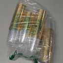 FOCUSLINE 100 Pack 12 oz Gold Rimmed Plastic Cups, 12 Ounce Clear Plastic Tumblers, Heavy-duty & Fancy Disposable Hard Cups with Gold Rim for Wedding