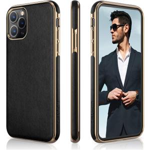 LOHASIC for Luxury Leather iPhone 11 Pro Max Case  Slim Designer Soft Leather Cover, Anti-Slip Grip, Business Phone case for Men & Women, Protective Case for iPhone 11 Pro Max(2019) 6.5"- Black