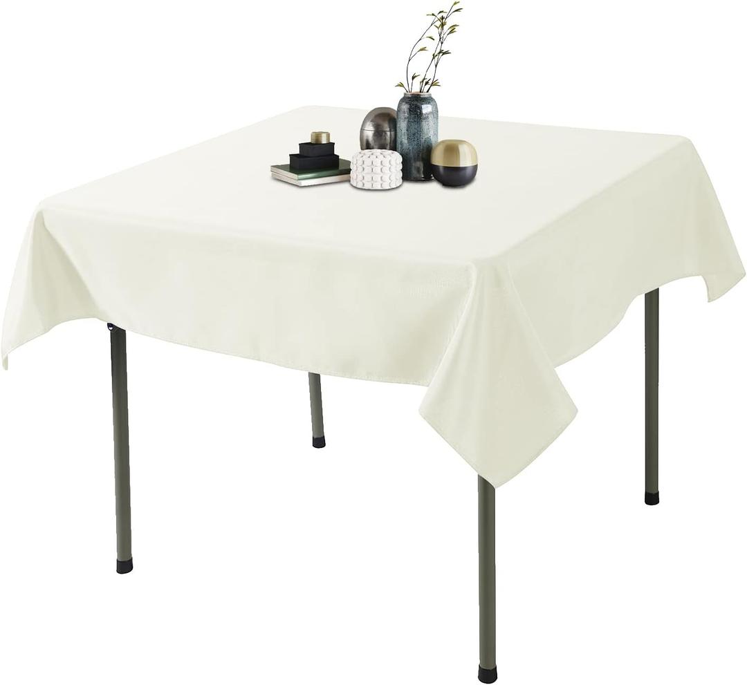 Ascoza 2 pack 70x70 Inch Ivory Square in Polyester Fabric Tablecloth for Wedding, Banquet, Restaurant and Parties