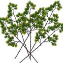 6 Pack Artificial Christmas Pine Needles Branches,20'' Fake Evergreen Pine Sprigs Picks for Christmas Tree, Artificial Cedar Sprigs for Garden Wedding Home Outdoors Indoors Decorations (Green)