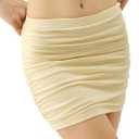 Women's Bodycon Mini Skirt Ruched Mesh Stretch Sexy Skirts (S)