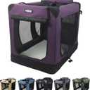 EliteField 3-Door Folding Soft Dog Crate with Carrying Bag and Fleece Bed, Indoor & Outdoor Pet Home (36" L x 24" W x 28" H, Purple)