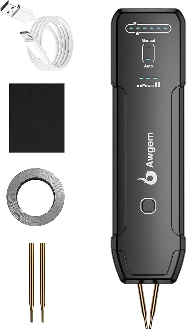 Battery Spot Welder,Awgem Handheld Spot Welder with 11 Gear,Replacement Needles,Auto/Humanized Manual Modes,Portable Spot Welding for 18650/lithium battery