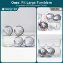 LARGER Compartment - Stackable Water Bottle Organizer Holder - for Stanley & Others' Large Tumbler - Clear Wine Rack, Cup Bottle Holder for Cabinet Home Countertop Fridge Pantry Shelf, 2 Tier Hold 6