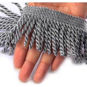 Curtain Fringes Bullion Fringe Trim 5/10 Yard x 2.5 Inches Fabric Trims Sewing DIY Decoration for Curtain Sofa Clothes (Silver, 10yard)