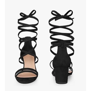 Perphy Open Toe Color Block Heel Tie up Sandals for Women. SIZE (9)