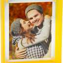 Acrylic 5X7 Picture Frame to Display 5x7 4x6 Pictures Mat-free Neon Floating Photo Frame for Wall and Tabletop, Neon Yellow