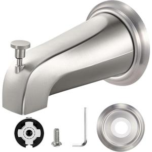 Tub Spout with Diverter, Slip-Fit Bathtub Faucet Replacement for 1/2" Copper Pipe, Includes Metal Cover Ring (Brushed Nickel)
