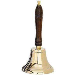Large & Heavy Solid Brass Loud Hand Call Bell for Weddings, Christmas, School 11"(H) 5"(D) Polished Brass by The Metal Magician