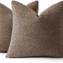 MIULEE 26x26 Inch Decorative Euro Sham Pillow Covers for Couch Bed Set of 2 Textured Boucle Neutral Throw Pillow Covers Dark Brown Accent Solid Vintage Pillowcases Sofa Living Room Home Decor