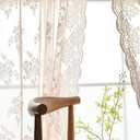 Kotile Blush Sheer Curtains 95 Inch Length for Girls Room, Country Floral Vintage Sheer Lace Curtains 2 Panels Set, Privacy Grommet Lace Curtains for Windows, 52 x 95 Inch, Blush Pink