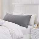 Oubonun 100% Jersey Cotton Body Pillow Cover with Zipper - Luxury Soft Removable Pillow Case - Long Fuzzy - Knitted (Grey, 21"X54")