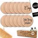 SAVVY & SORTED 12 Round Wooden Ornament Basket Tags for Storage Bin, 3 Wood Bin Labels with Jute String - Hanging Basket Labels for Pantry, Closet Organization, Blank Personalized Craft Tags (Natural)