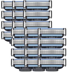 Men Razor Blades Refills, Men Shaver Turbo Razor Blades Refills Set with Precision Cut Stainless Steel 3 Blades - Smooth & Quick Shave (20Count)