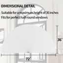Arch Window Shades Half Circle Light Filtering Cellular Shades Cordless No Drill Blinds for Windows Half Moon Honeycomb Fabric No Tools Shades Easy Install (1PCS White 72" W X 36" H)
