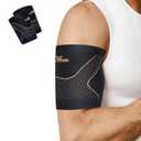 Copper Bicep Tendonitis Brace, Upper Arm Compression Sleeve for Pain Relief, Bicep Brace for Men and Women Muscle Strains Recovery (Copper, Large)
