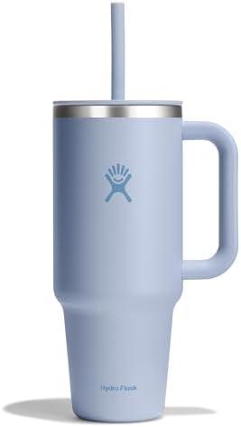 Hydro Flask Travel Tumbler with Handle, Lid and Straw - Insulated Stainless Steel in 40 Oz Surf Blue