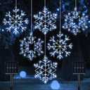 Baquler 2 Set Christmas Snowflake Solar Lights 20 Feet 138 LED Waterproof Outdoor Cool White Twinkle Fairy Lights 8 Modes Solar Hanging String Lights Decoration for Xmas Tree Porch Roof Window Decor