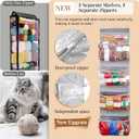 Teenyyou Hanging Yarn Storage Organizer Large Capacity Knitting Organizer with 5 Zipper Closure Compartments Over Door Knitting Storage Holder Clear Holder for Crochet Hooks Yarn Balls