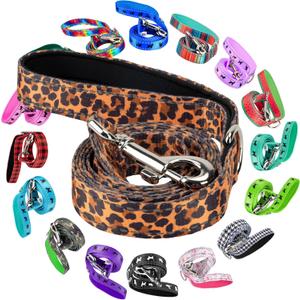 EcoBark Dog Leash - Soft & Reflective Comfort Leashes with Padded Handle - Safe, Strong, & Durable for Small, Medium or Large Dogs (Cheetah) (5 ft x 1 in - Standard Width)