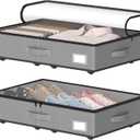 Under Bed Storage with Wheels, No Assemble Required 5.5 inches height grey under bed storage bins,Low Profile Rolling Underbed Shoe Storage containersdorm underbed storage drawers