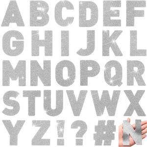 Harloon 232 Pcs 24 Sheets Large Glitter Letter Stickers Big Font Alphabet Letter Self Adhesive Letters Kit Mailbox Stickers for Mailbox Bulletin Boards Classroom Home(Silver,4 Inch)