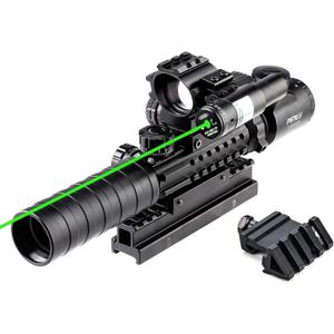 PINTY Tactical Rifle Scope Combo: Illuminated Optics, Red Dot Sight, Laser, RGB Rangefinder Riflescope for 20mm Picatinny Rail (3-9 X 32)