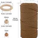 Macrame Cotton Cord 6mm x 109 Yards, ZUEXT 100% Natural Handmade Colorful 4 Strands Twisted Braided Cotton Rope for Wall Hanging Plant Hangers Gift Wrapping Tapestry DIY Crafts (100m, Caramel)