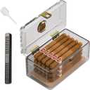 TISFA Acrylic Cigar Humidor with Humidifier and Hygrometer, Desktop Cigar Case Box that can Hold About 15-20 Cigars (S)