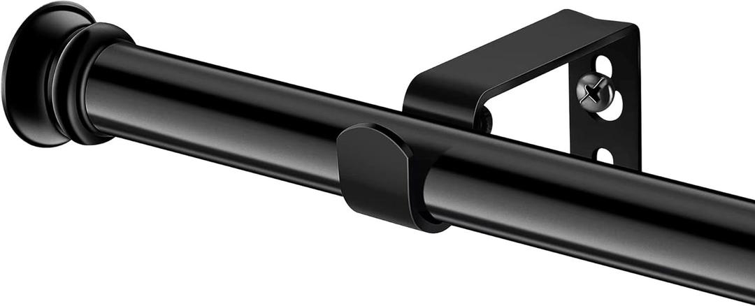 Standard Decorative Window Curtain Rods 30 to 116 Inch,5/8 Inch Diameter Small Curtain Rod Set, Heavy Duty Drapery Rods with Brackets Black