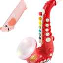 Toy Saxophone with Light & Sound, Toy Harmonica for Kids, Early Educational Toy Musical Instrument Toys for Toddlers Girls Boys Age 3+ (Red)