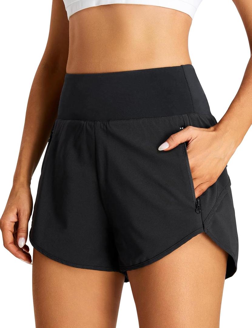 BMJL Women's Athletic Shorts High Waisted Running Short Pocket 2.5" Sporty Shorts Gym Elastic Workout Shorts (Large)