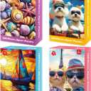 100 Piece Puzzles for Kids Ages 4-6 6-8 8-10, Shells Sailboat Cats & Dogs Jigsaw Puzzles, Fun & Engaging Kids Puzzle, for Boys and Girls Puzzle Toys as Home Decor