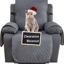 XINEAGE Waterproof Recliner Chair Covers, Super Soft Quilted Reclining Slipcover with Pockets & Non-Slip Elastic Straps, Dog Cat Pets Proof Washable Thick Furniture Protector (Recliner, Dark Grey)
