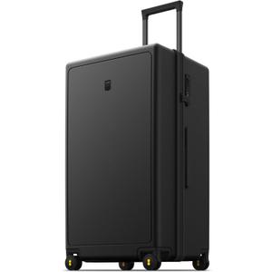 LEVEL8 Trunk Luggages, Large Suitcase 28 Inch Luggage with Spinner Wheels, Luminous Textured Checked Lightweight Hard Shell with Tsa Lock, Black