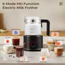 JXXM Electric Milk Frother, 6 in 1 Milk Steamer,17oz Automatic Warm and Cold Foam Maker for Coffee,Latte, Cappuccino, Macchiato, Hot Chocolate (Black)