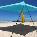 Beach Shade Windproof Design, Sun Shelter UPF50+ Portable Family Canopy Tent with 8 Sandbag Anchors 10x10 FT 4 Poles Pop Up Outdoor Shelter for Beach, Camping, Fishing, Backyard and Picnics (Turquoise)
