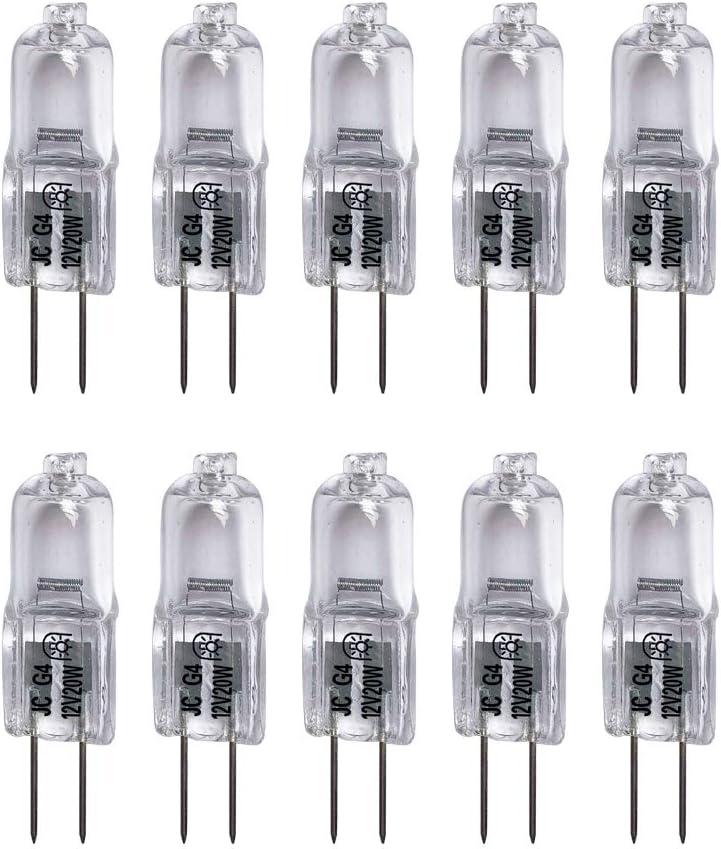 Vstar G4 12V 20W Bulb JC Type Bi-Pin Light,Clear, G4 Bi-pin Base Lamp(20W 10Pack)