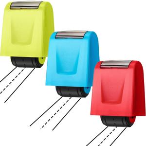 Teling 3 Pcs Dashed Handwriting Line Practice Roller Stamp Self Inking Line Rolling Stamps Teacher Stamp Sentence Strips Handwriting Practice for Kid Teacher Classroom Office (Red, Blue, Green)