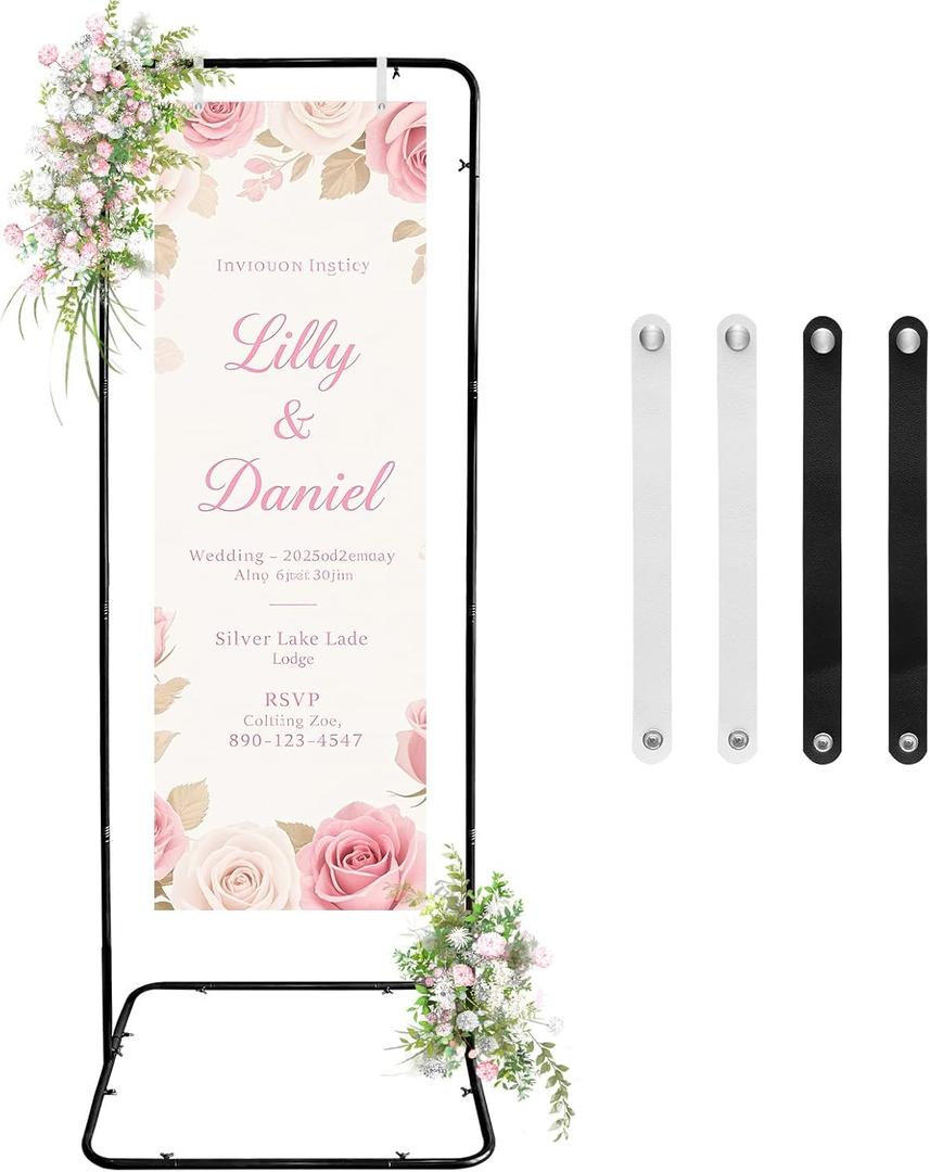 Easel Stand for Wedding Sign Holder Metal Welcome Poster Stands Wedding Seating Chart Stand Backdrop Stand Floral Ceremony Easel for Display in Black