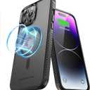 UNBREAKcable Magnetic Case for iPhone 14 Pro Max, [Compatible with MagSafe] [Military Grade Shockproof] [Non-Slip] Translucent Matte Back& Soft Silicone Airbag Bumper for Apple 6.7inch  Black (iPhone 14 Pro Max-Translucent Black)