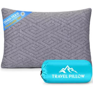 Travel Pillow for Sleeping Camping, Memory Foam Small Pillow with Breathable Cover for Backpacking, Airplane, Car (15.5 X 12 Inch)