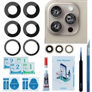 2 Sets Rear Camera Glass Replacement with Adhesive Pre-Installed, Repair Tools and Installation Manual Compatible with iPhone 15 Pro Max