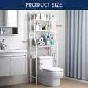 3-Tier Over the Toilet Storage Shelf with Adjustable Foot Pads, Anti-Tilt Metal Bathroom Organizer with Paper Holder & 4 Hooks, No Drill Space Saving Toilet Rack, White