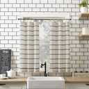 Clean Window Twill Stripe Anti-Dust Allergy/Pet Friendly Anti-Dust Sheer Cafe Curtain, 52" x 36", Black/Linen