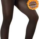 VINICUNCA Winter Warm Fleece Lined Tights, Fake Translucent pantyhose Thick Thermal Leggings Pants (Black)