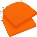 Outdoor Chair Cushions for Patio Furniture - Patio Chair Cushions Set of 2 - Water Resistant Round Corner Outdoor Seat Cushions 17"X16"X2", Orange (Solid Color/ Orange)